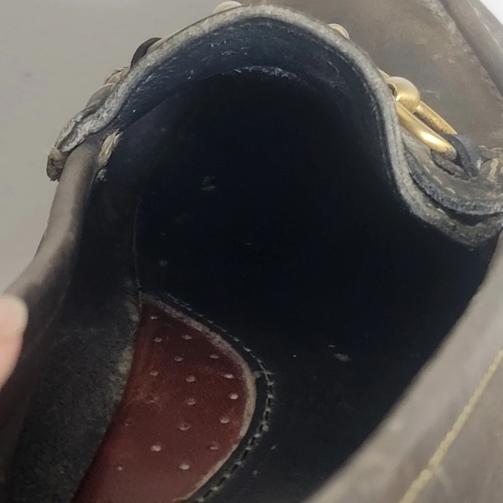 Gucci Classic Vintage Horsebit Leather Slip On Flat Driving Loafers Size 8.5M.